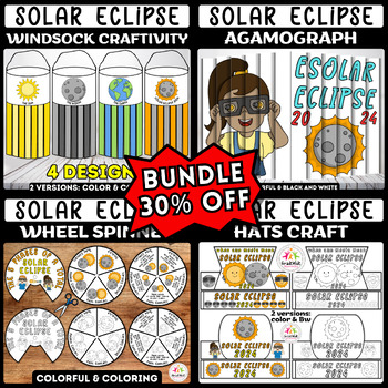 Preview of Solar Eclipse 2024 Activity Bundle: Crafts for Kids DIY Hat, Agamograph, Spinner