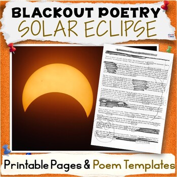 Preview of Solar Eclipse 2024 Blackout Poetry, Great North American Eclipse Poem Template