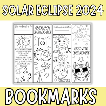 Preview of Solar Eclipse 2024 Bookmarks to Color | Solar Eclipse Coloring Bookmarks