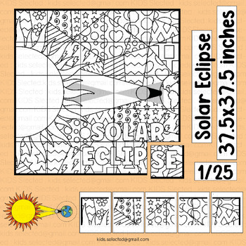 Preview of Solar Eclipse 2024 Bulletin Board Science Coloring Pages Activities Math Poster