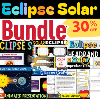 Preview of Solar Eclipse 2024 Bundle (Reading, Coloring, writing, Craft ) Spanish
