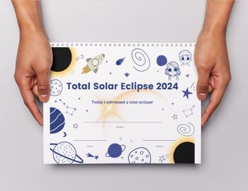 Preview of Solar Eclipse 2024 | Certificate | Fun Classroom Memorabilia