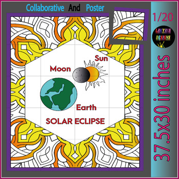 Preview of Solar Eclipse 2024 Collaborative Coloring Poster Art Bulletin Board Activities