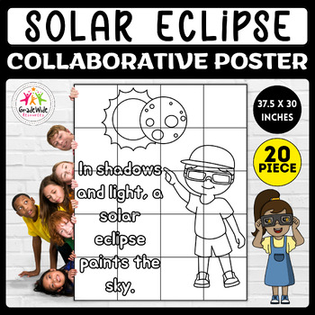 Preview of Solar Eclipse 2024 Collaborative Coloring Poster Bulletin Board, Art Project
