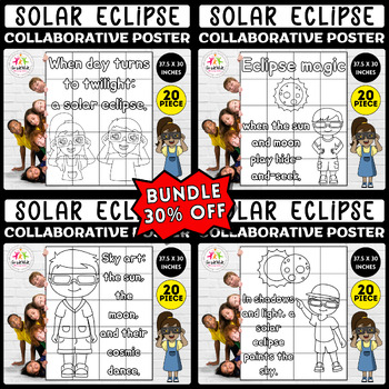 Preview of Solar Eclipse 2024 Collaborative Coloring Poster Bundle: Art & Craft Activities