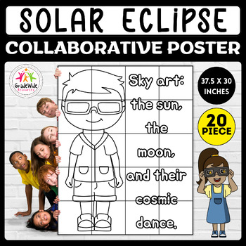 Preview of Solar Eclipse 2024 Collaborative Coloring Poster | Sky Art Craft Project Decor