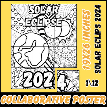 Preview of Solar Eclipse 2024 Collaborative coloring Poster | bulletin board ideas