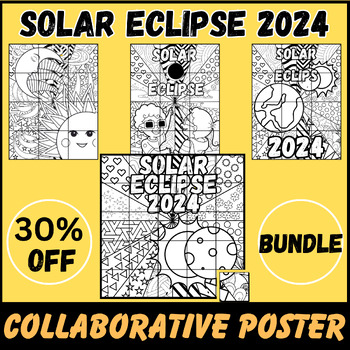 Preview of Solar Eclipse 2024 Collaborative coloring Poster bundle  | bulletin board ideas