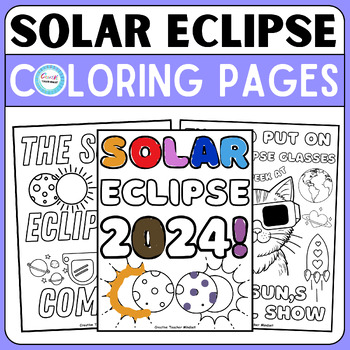 Preview of Solar Eclipse 2024 Coloring Pages, printable coloring sheets, craft&activities