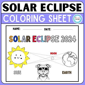 Preview of Solar Eclipse 2024 Coloring Sheet,Printable Crafts&Activities,kindergarten,FREE