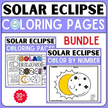 Preview of Solar Eclipse 2024 Coloring pages BUNDLE, Color by Number, Eclipse craft