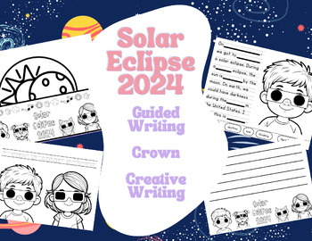 Preview of Solar Eclipse 2024 Craft Writing Elementary Activities