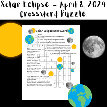 Preview of Solar Eclipse 2024 Crossword Puzzle Activity - FREEBIE in Solar Eclipse Bundle