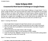 Solar Eclipse 2024: Crossword & Word Search Challenge on G