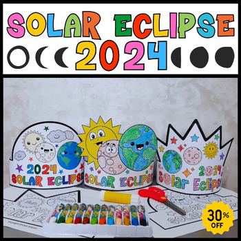 Preview of Solar Eclipse 2024 Crown Craft Bundle Solar Eclipse 2024 Hat {Color & BW}