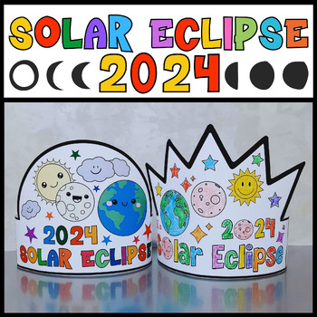 Preview of Solar Eclipse 2024 Crown Solar Eclipse 2024 Hat Craft {Color & BW}