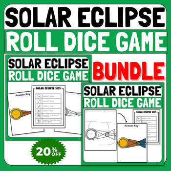 Preview of Solar Eclipse 2024 Diagram, Roll Dice Game, Color by Number, Craft, BUNDLE