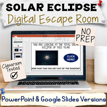 Preview of Solar Eclipse Digital Escape Room, Trivia Fact Research NO PREP Fun ELA Activity