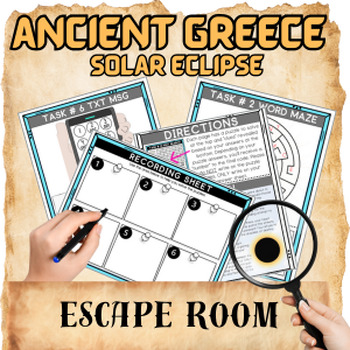 Preview of Ancient Greece Solar Eclipse Escape Room Game Activity- Kids, Teens & Homeschool