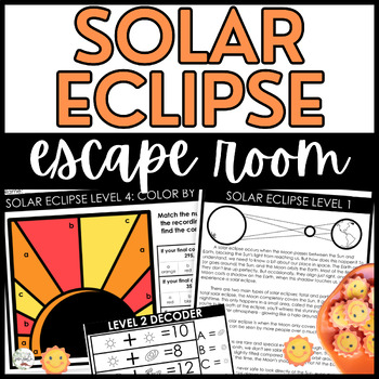 Preview of Solar Eclipse 2024 Escape Room - Reading Comprehension Passages & Color by Code