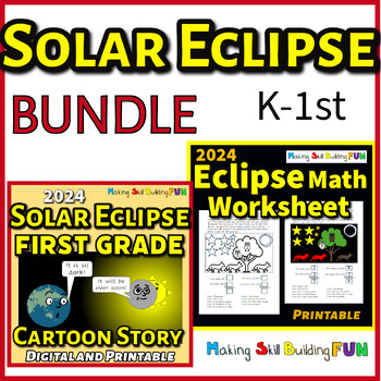 Preview of Solar Eclipse 2024 First Grade Kindergarten Activity Bundle
