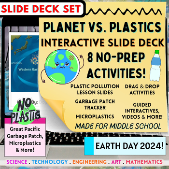 Preview of Earth Day 2024! Planet vs. Plastic Interactive Google Slides for Middle School