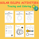 Solar Eclipse 2024: Kindergarten Tracing and Coloring Page