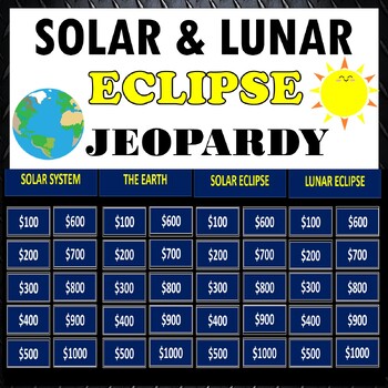 Preview of Solar Eclipse 2024 Lunar Eclipse Solar System PowerPoint Jeopardy Game Activity
