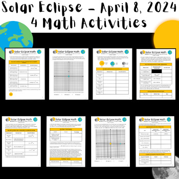 Preview of Solar Eclipse 2024: 4 Math Worksheets - Middle School (Printable+Digital)