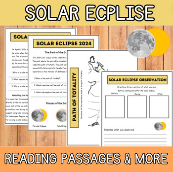 Preview of Solar Eclipse 2024 Mini Unit & Reading Comprehension