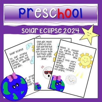 Preview of Solar Eclipse 2024 - Original Story For preschoolers - with worksheets