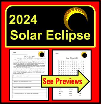 Preview of Solar Eclipse 2024 Passages ~ Reading Comprehension Worksheets ~ Activities