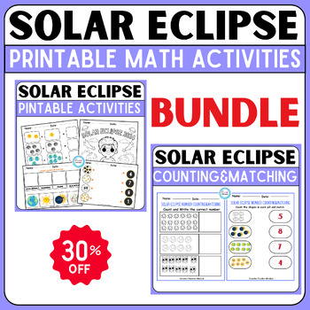 Preview of Solar Eclipse 2024 Printable Math Activities BUNDLE,Counting&Matching,tracing