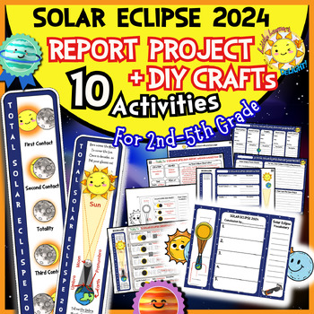 Preview of Solar Eclipse 2024 REPORT PROJECT & Diy CRAFT Activities ELA Science Printables