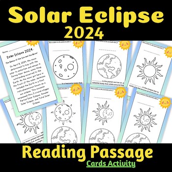 Preview of Solar Eclipse 2024 Reading Comprehension cards reading passage