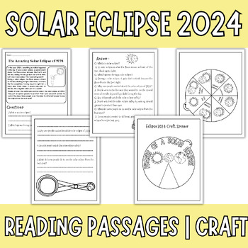 Preview of Solar Eclipse 2024 Reading Comprehension Passage and Questions | Craft Spinner