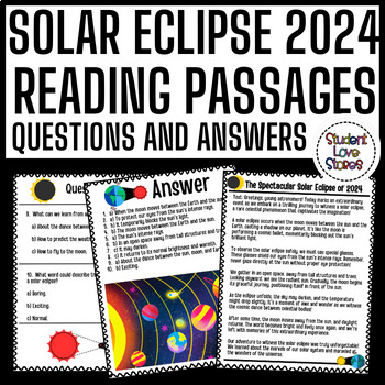 Preview of Solar Eclipse 2024 Reading Passages  Questions and Answers