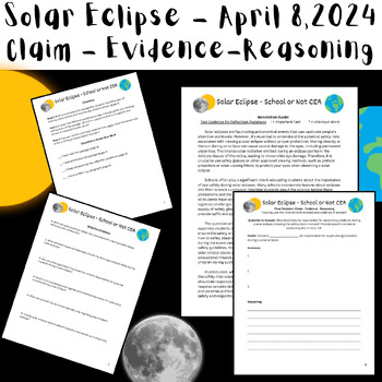 Preview of Solar Eclipse 2024: Reading and Writing Task for Middle School (CER)
