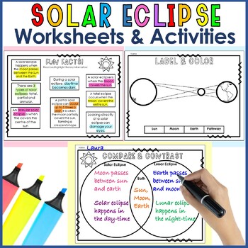 Preview of Solar Eclipse 2024 Reading Science Worksheets 2nd and 3rd Grade