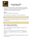 Solar Eclipse 2024 Student Activity Worksheet / Webquest