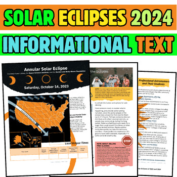 Preview of Solar Eclipse 2024 Total Activity Reading Booklet Science Informational Text