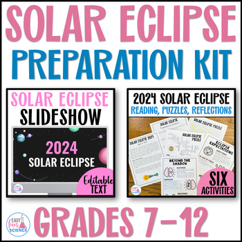 Preview of Solar Eclipse 2024: Total Solar Eclipse Preparation Activities Middle & High