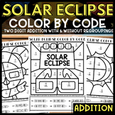 Solar Eclipse 2024 Two Digit Addition Color by Code NO PRE