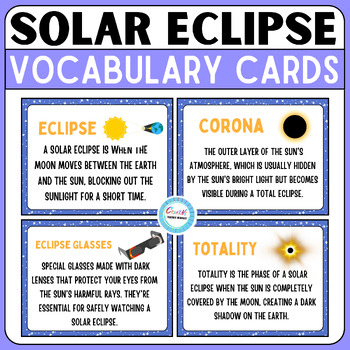 Preview of Solar Eclipse 2024 Vocabulary Cards, word cards, Eclipse Bulletin boards craft
