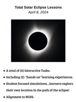 Preview of Solar Eclipse 2024 Webquest and Interactive Lessons