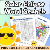 Solar Eclipse 2024 Word Search Activity, Easy to Medium & 
