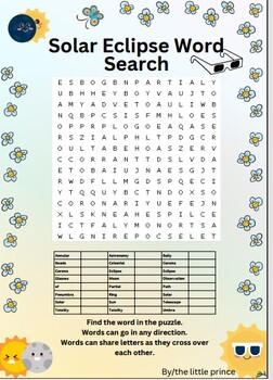 Preview of SOLAR ECLIPSE 2024 ACTIVITIES | Word Search Puzzle game &answer 