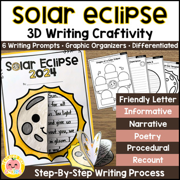 Preview of Solar Eclipse Craft 2024 with Writing Activities & Prompts | 1st, 2nd Grade