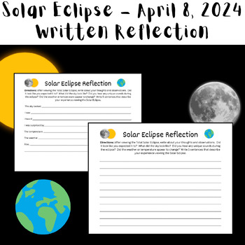 Preview of Solar Eclipse 2024 Writing Reflection Printable (2 Versions)