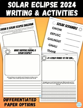 Preview of Solar Eclipse 2024 Writing and Activities